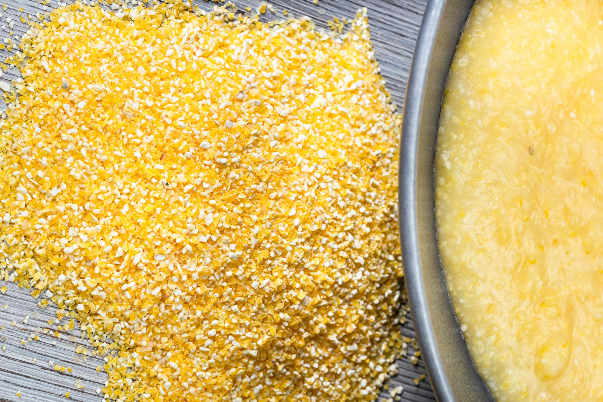 top view of pile of cornmeal and maize porridge